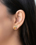 Brinco Flor Colorida 1.4 cm Banhado a Ouro 18K