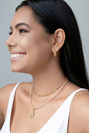 Choker Riviera Navetes Coloridos Banhado a Ouro 18K