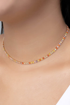 Choker Riviera Navetes Coloridos Banhado a Ouro 18K