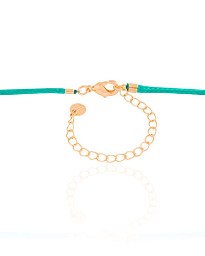 Choker Fio Coreano Verde Água Concha Banhado a Ouro 18K - 35 cm