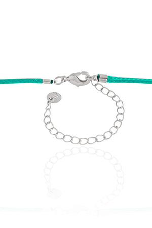Choker Fio Coreano Verde Água Concha Ródio Branco