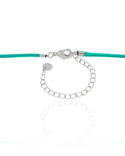 Choker Fio Coreano Verde Água Concha Ródio Branco - 35 cm