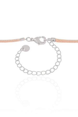 Choker Fio Coreano Bege Búzio Ródio Branco