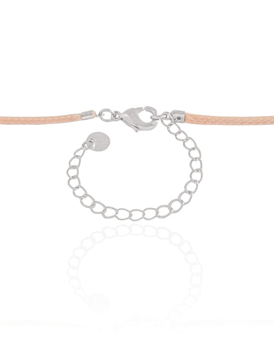 Choker Fio Coreano Bege Búzio Ródio Branco - 35 cm