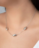 Gargantilha Veneziana Oval Liso Ródio Branco - 40 cm