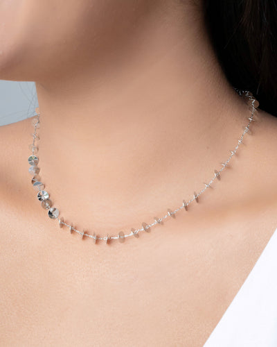 Choker Plaquinhas Lisas 6 mm Ródio Branco - 35 cm