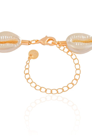 Choker Búzios Pérola Banhado a Ouro 18K