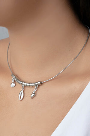 Aro Flexível Pingentes Búzios Ródio Branco - 40 cm