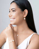 Pulseira Concha Pérola Fecho Gravata Banhado a Ouro 18K