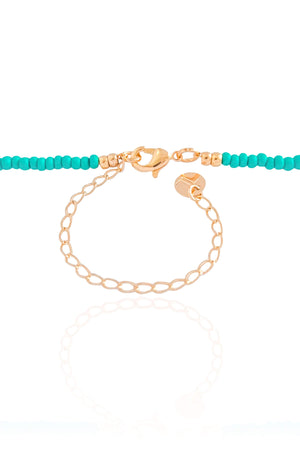 Choker Miçanga Verde Água Búzio Banhado a Ouro 18K