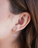 Brinco Argola Click Lisa Ponto de Luz Cristal 2.0 cm Ródio Branco