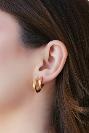 Brinco Argola Click Redonda Lisa 1.5 cm Banhado a Ouro 18K