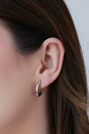 Brinco Argola Click Redonda Lisa 2.0 cm Ródio Branco