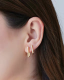 Brinco Argola Click Retangular Cravejado Cristal 1.8 cm Banhado a Ouro 18K