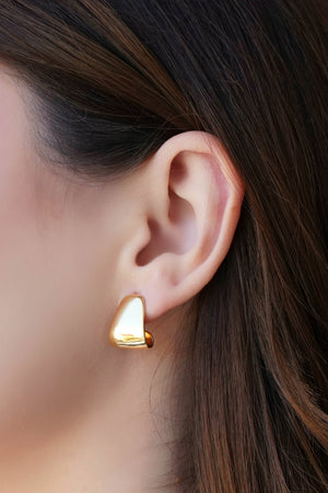Brinco Argola Achatada Lisa 1.7 cm Banhado a Ouro 18K