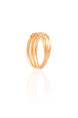 Anel Filetes Cravejado Cristal Tamanho 21 Banhado a Ouro 18K