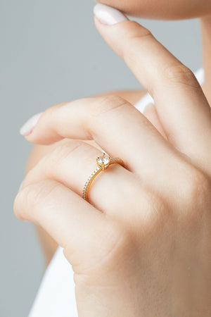 Anel Ponto de Luz Cravejado Tamanho 17 Banhado a Ouro 18K
