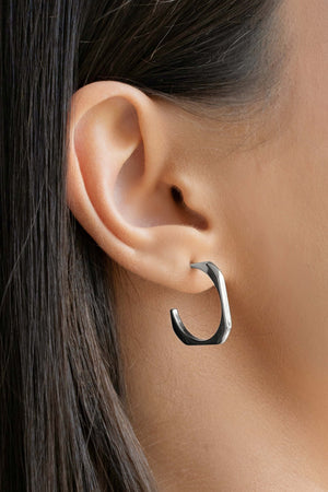 Brinco Argola Quadrada Lisa 2.0 cm Ródio Branco