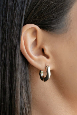 Brinco Argola Click Quadrada Orgânica Lisa 1.9 cm Ródio Branco