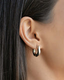 Brinco Argola Click Quadrada Orgânica Lisa 1.9 cm Ródio Branco