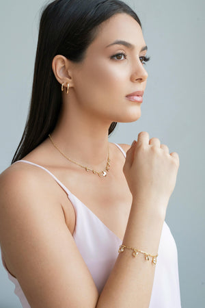 Brinco Argola Click Coração Lisa 1.4 cm Banhado a Ouro 18K