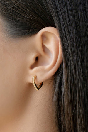 Brinco Argola Click Coração Lisa 1.4 cm Banhado a Ouro 18K