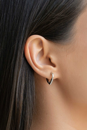 Brinco Argola Click Coração Lisa 1.4 cm Ródio Branco