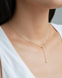Gargantilha Gravata Bolinhas Pontos de Luz Cristal Banhado a Ouro 18K