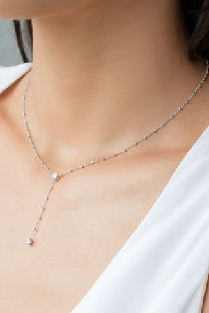 Gargantilha Gravata Bolinhas Pontos de Luz Cristal Ródio Branco