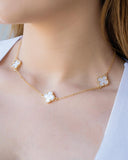 Choker Elos Trevos Madrepérola Banhado a Ouro 18K