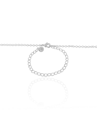 Choker Elos Trevo Preto Ródio Branco - 34 cm