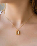 Gargantilha Veneziana Retângulo Vazado Liso Banhado a Ouro 18K - 40 cm