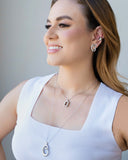 Gargantilha Veneziana Retângulo Vazado Liso Ródio Branco - 40 cm