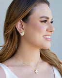 Brinco Oval Liso e Cravejado Cristal 2.0 cm Banhado a Ouro 18K