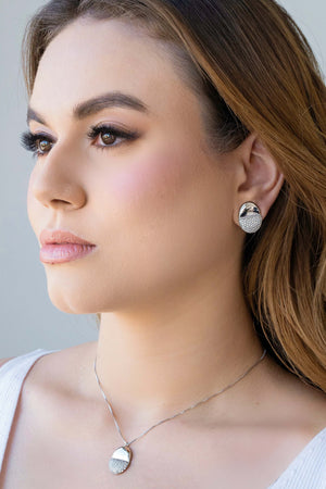 Gargantilha Veneziana Oval Liso e Cravejado Cristal Ródio Branco - 40 cm