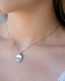 Gargantilha Veneziana Oval Liso e Cravejado Cristal Ródio Branco - 40 cm