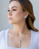 Gargantilha Rabo de Rato Pingente Orgânico Texturizado Ródio Branco - 45 cm