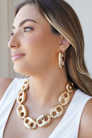 Conjunto Elos Lacre Banho Dourado