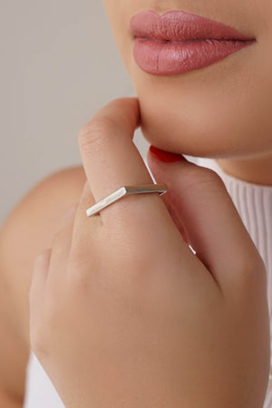 Anel Quadrado Liso Tamanho 13 Ródio Branco