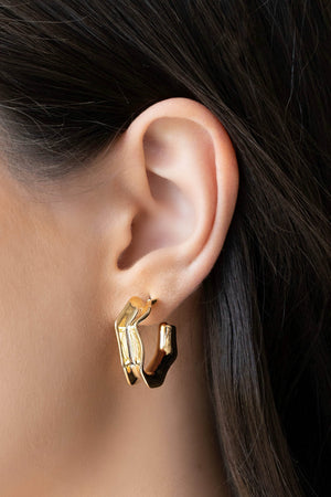 Brinco Argola Orgânica 2.3 cm Banhado a Ouro 18K