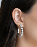 Brinco Argola Pontos de Luz Cristal 3.7 cm Ródio Branco