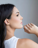 Brinco Argola Click Cravejada Cristal 1.4 cm Banhado a Ouro 18K