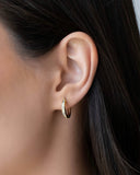 Brinco Argola Click Cravejada Cristal 1.4 cm Banhado a Ouro 18K