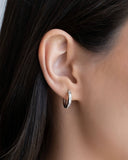 Brinco Argola Click Cravejada Cristal 1.4 cm Ródio Branco