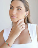 Anel Baguetes Coloridas Tamanho 12 Banhado a Ouro 18K