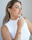 Anel Ajustável Bolas Pérola Tamanho G Ródio Branco