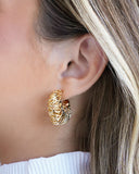 Brinco Argola Detalhada Vazada 2.8 cm Banhado a Ouro 18K