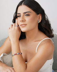 Ear Hook Ovais Coloridos 2.5 cm Ródio Branco