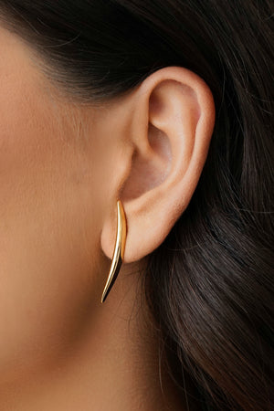 Brinco Fio Abaulado Liso 3.4 cm Banhado a Ouro 18K