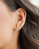 Brinco Fio Abaulado Liso 3.4 cm Ródio Branco